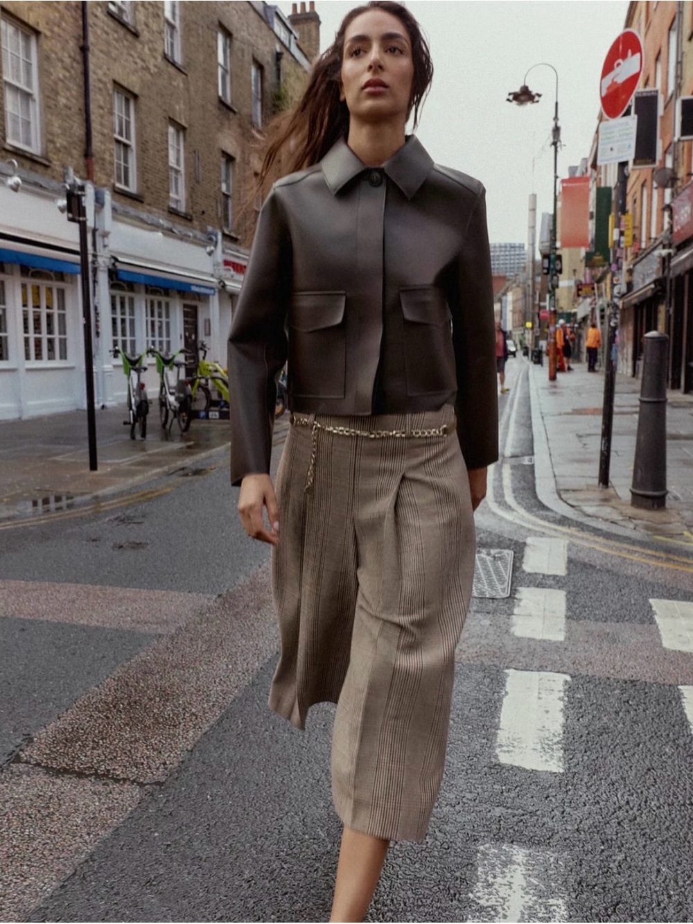 Zara Brown Faux Leather Cropped Jacket - Picture 5 of 7